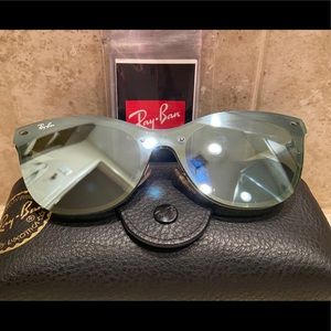 RAY-BAN BLAZE CAT EYE MIRROR SILVER SUNGLASSES